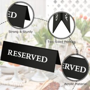 20 Pieces Reserved Table Sign for Wedding Table, Acrylic Double Side Reservation Signs for Tables, Black Reserved Seat Signs for Restaurants Wedding, Guest Reservation Sign for Table