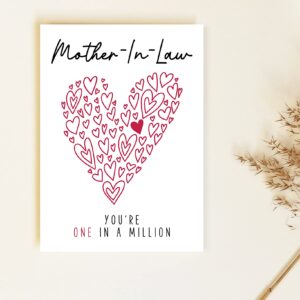 Mother-In-Law You're One In A Million Card - Mother-In-Law Birthday Card - Thank You Greeting Card - Card For Her - Anniversary Card- Mother's Day Card- Thank You Card- I Love You Mother-In-Law Card