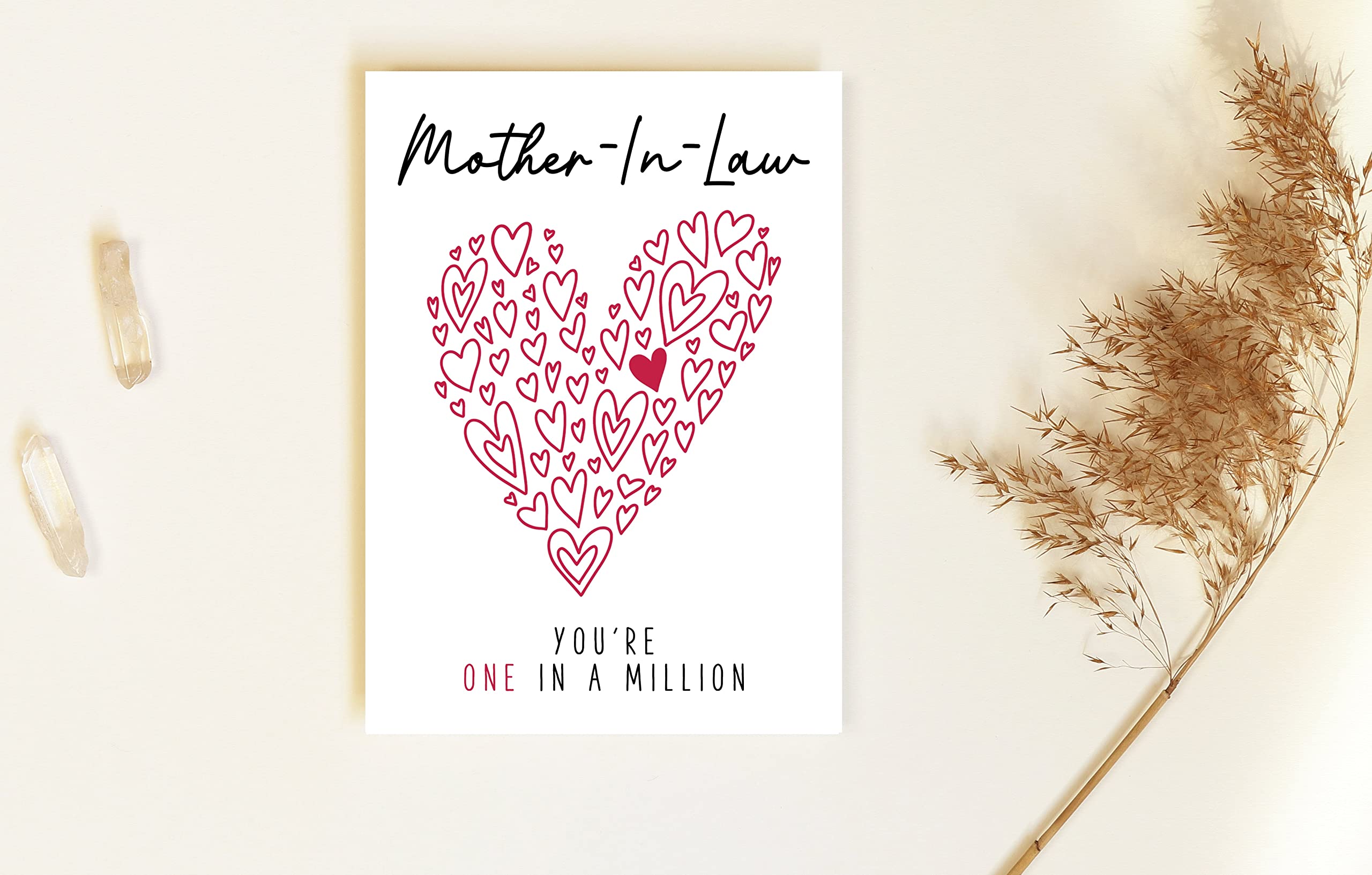 Mother-In-Law You're One In A Million Card - Mother-In-Law Birthday Card - Thank You Greeting Card - Card For Her - Anniversary Card- Mother's Day Card- Thank You Card- I Love You Mother-In-Law Card