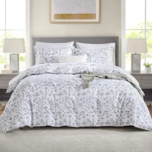 cozyqq cotton duvet cover king - 100% cotton 400tc soft lightweight summer king duvet cover set, 3 pcs floral bedding set, 1 king duvet cover & 2 pillow shams (104"x90", no comforter)