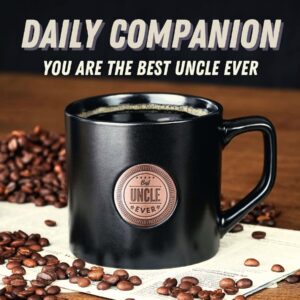 Onebttl Uncle Gifts Coffee Mug with Golden Badge from Niece and Nephew, 15oz/450ml Ceramic Mug for Father's Day, Christmas, Birthday - Best Uncle Ever