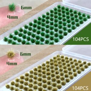 Cayway 208 PCS Static Grass Tuft Model Grass Tufts Terrain Model Kit Resin Static Scenery Model Miniature Shrubs Bushes for Train Landscape Railway Artificial Grass Modeling