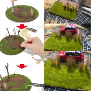 Cayway 4 Pack Simulation Grass Miniature Static Grass Model Grass Tufts Railway Artificial Grass for Train Landscape Railroad Scenery Sand Military Layout Model