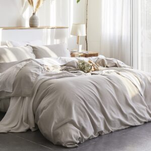 Bedsure King Comforter Duvet Insert with Corner Tabs Bundle Linen Cotton Duvet Cover Set King Size