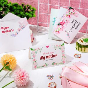 Faccito 24 Sets Mother's Day Greeting Cards with Envelopes Stickers Mother's Day Cards Bulk 5.9 x 3.9 Inches Mother Birthday Card 6 Assorted Happy Mother's Day Loving Small Note Card for Birthday Gift