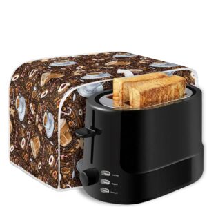 Talayituse Coffee Print Toaster Cover 4 Slice Wide Slot, Lightweight Toaster Cover Dust Protection Washable Appliance Bag Bread Maker Cover