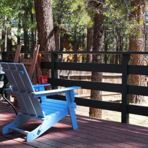 RESINTEAK Folding Adirondack Chair with Cup Holder - Extra Wide Comfort Seat, Patio Furniture for Outdoor Fire Pit, Deck, & Backyard, Newport Collection (Blue)