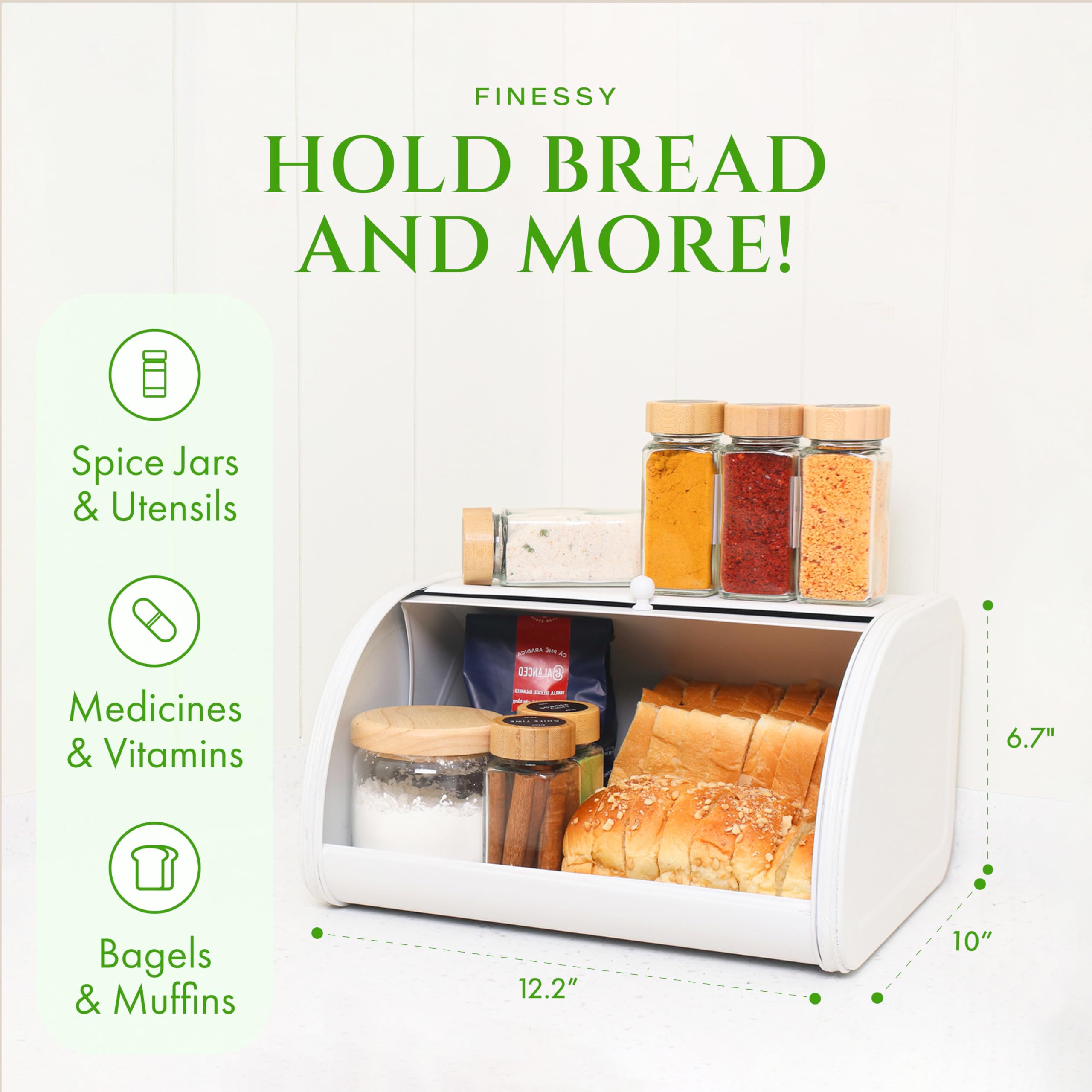 White Modern Bread Box for Kitchen Countertop, Homemade Bread Storage Container Fresh Sourdough Loaf Box for Kitchen Counter, Breadbox for Kitchen Countertop, Bread Holder for Kitchen Counter Keeper