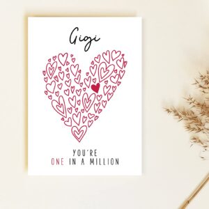 Yanashop88 Gigi You're One In A Million Card - Gigi Birthday Card - Thank You Greeting Card - Card For Her - Anniversary Card - Mother's Day Card - Thank You Card - I Love You Gigi Card