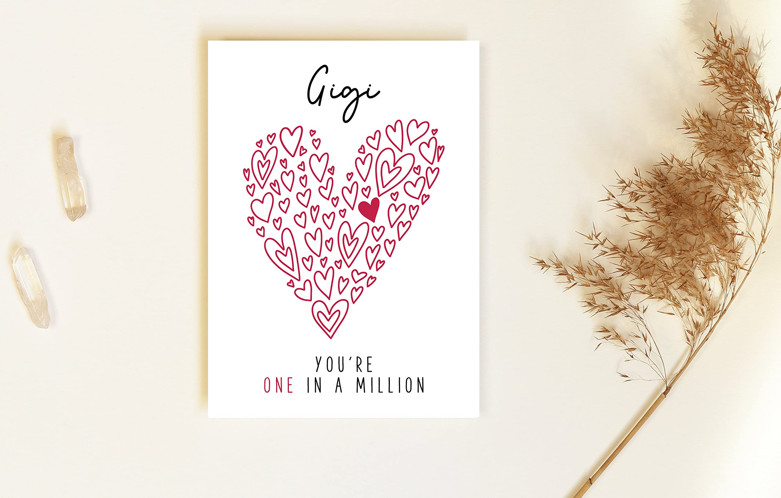 Yanashop88 Gigi You're One In A Million Card - Gigi Birthday Card - Thank You Greeting Card - Card For Her - Anniversary Card - Mother's Day Card - Thank You Card - I Love You Gigi Card