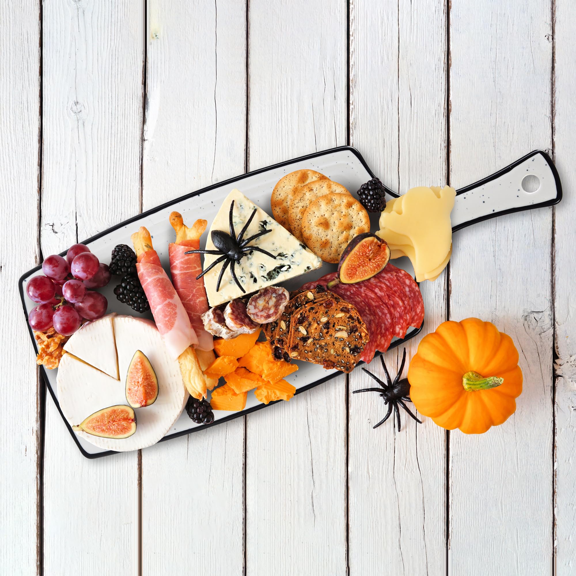 KARRYOUNG Set of 3 Ceramics Cheese Serving Board with Handle - Perfect for Charcuterie, Cheese, and Appetizers - Ideal Party Platter for Bread, Meat, and Fruit Display, 15 x 6.2 Inch