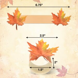 Gift Boutique 100 Pieces Thanksgiving Paper Rings Harvest Maple Leaves Napkin Ring Holders Fall Band for Autumn Home Kitchen Dining Table Holiday Dinner Wedding Party Supplies Table Decorations