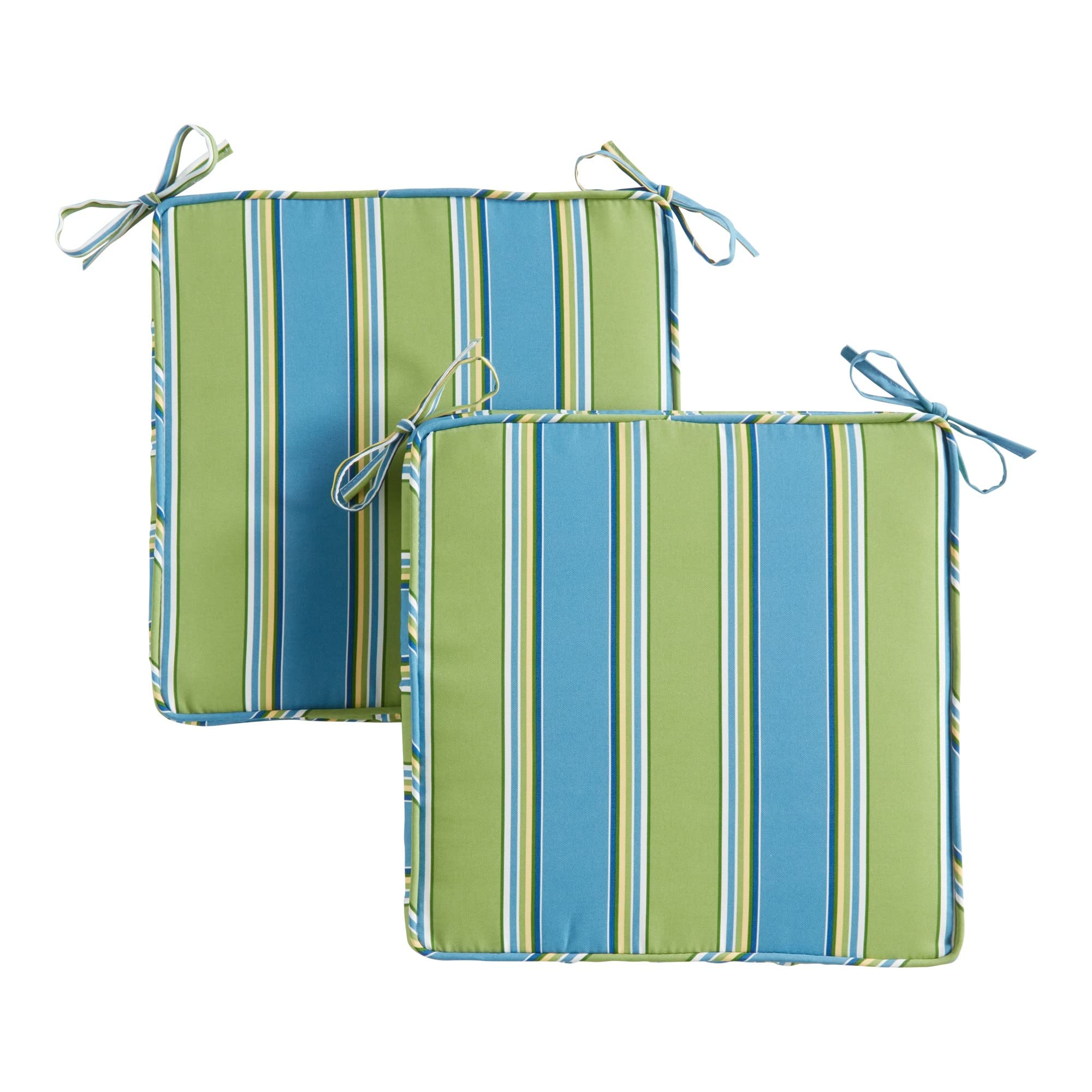 Greendale Home Fashions Outdoor 18-inch Square Reversible Seat Cushion, Belize Stripe 2 Count