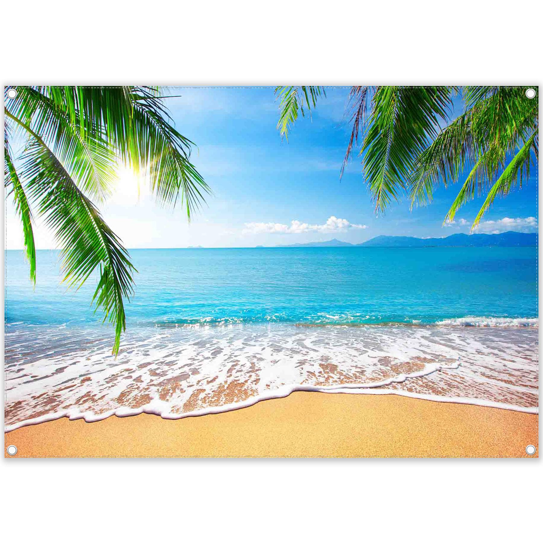 ZTHMOE 7x5ft Fabric Summer Hawaii Beach Photography Backdrop Tropical Seaside Palm Trees Background Luau Aloha Baby Shower Party Decoration Banner Photo Booth