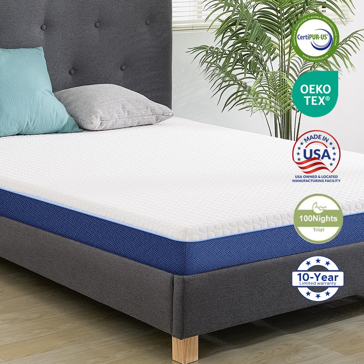 Gelsea Cooling Gel Memory Foam Mattress Made in USA,Hybrid Mattress with Breathable Cover,Bed Mattress in a Box,Pressure Relieving,CertiPUR-US Certified (6 Inch, Full)