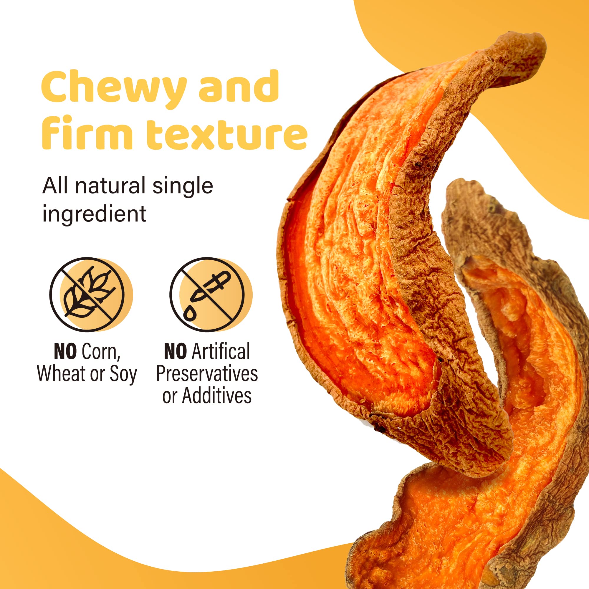 iPaw Dog Sweet Potato Chews Made in USA, Single Ingredient Dog Treats for Vegetarian, All Natural Human Grade Puppy Chew, Rawhide Alternative, Hypoallergenic, Easy to Digest