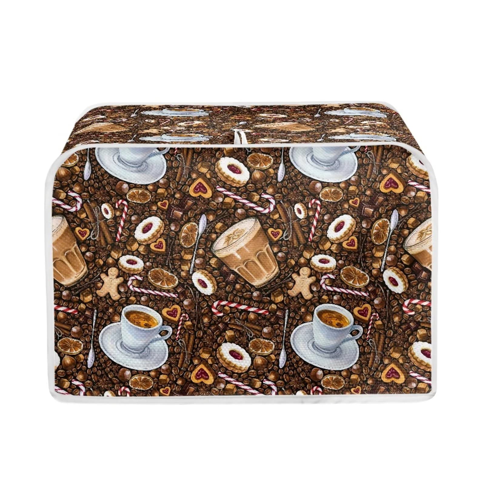 Talayituse Coffee Print Toaster Cover 4 Slice Wide Slot, Lightweight Toaster Cover Dust Protection Washable Appliance Bag Bread Maker Cover