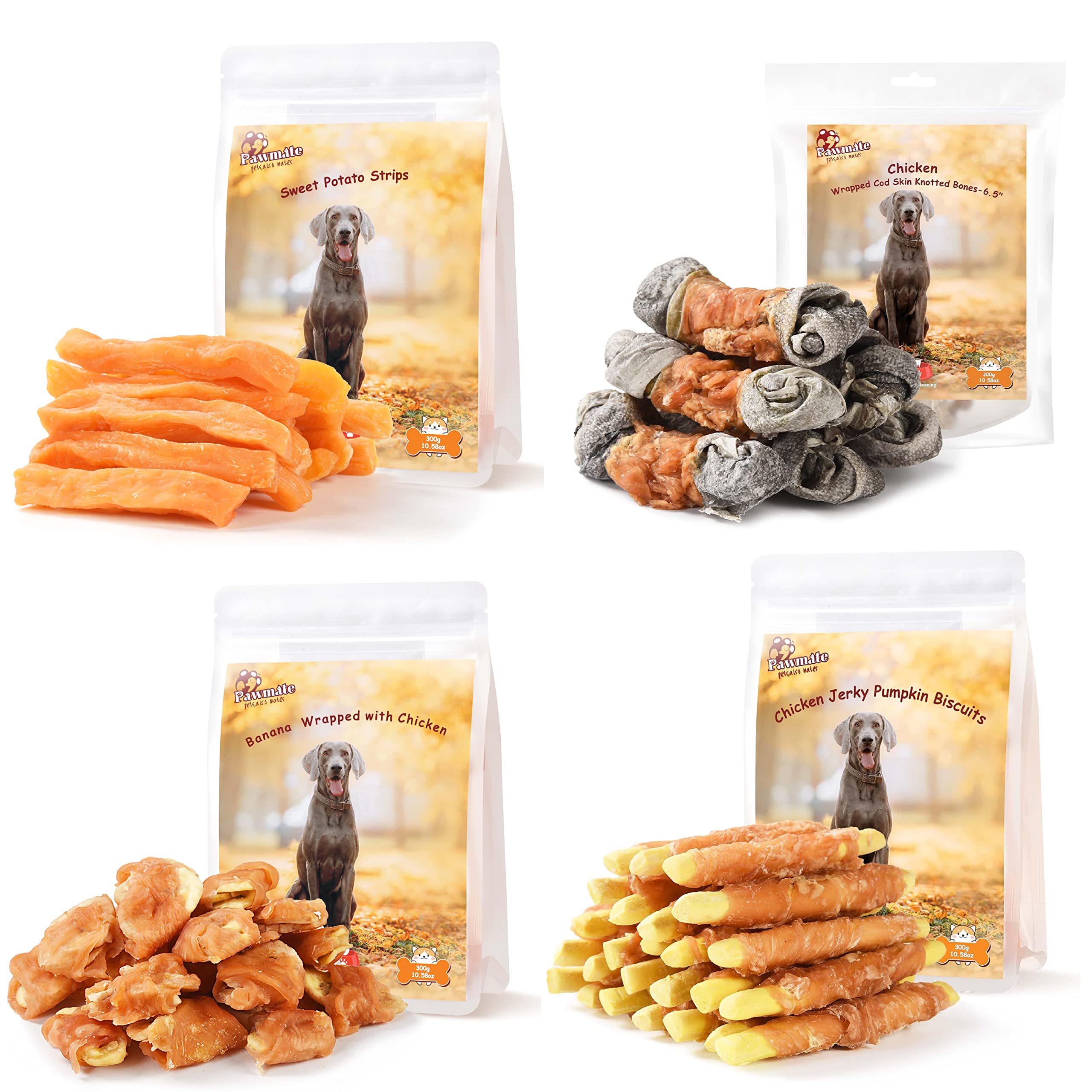 Pawmate Sweet Potato Dog Treats Healthy Low Fat Natural Soft Fish Skin Dog Treats