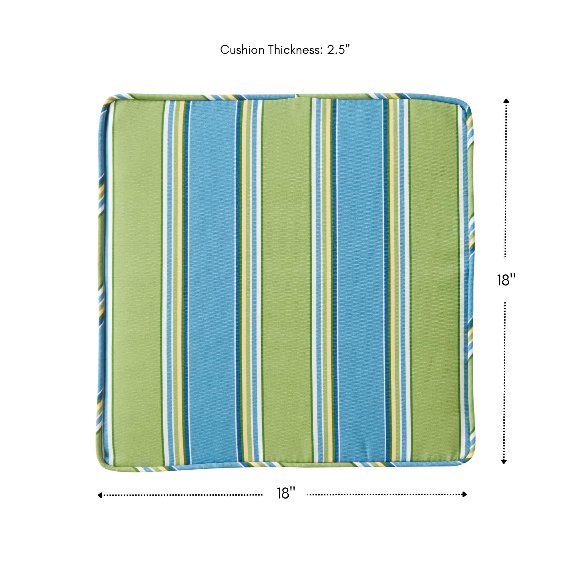 Greendale Home Fashions Outdoor 18-inch Square Reversible Seat Cushion, Belize Stripe 2 Count