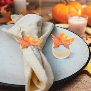 Gift Boutique 100 Pieces Thanksgiving Paper Rings Harvest Maple Leaves Napkin Ring Holders Fall Band for Autumn Home Kitchen Dining Table Holiday Dinner Wedding Party Supplies Table Decorations