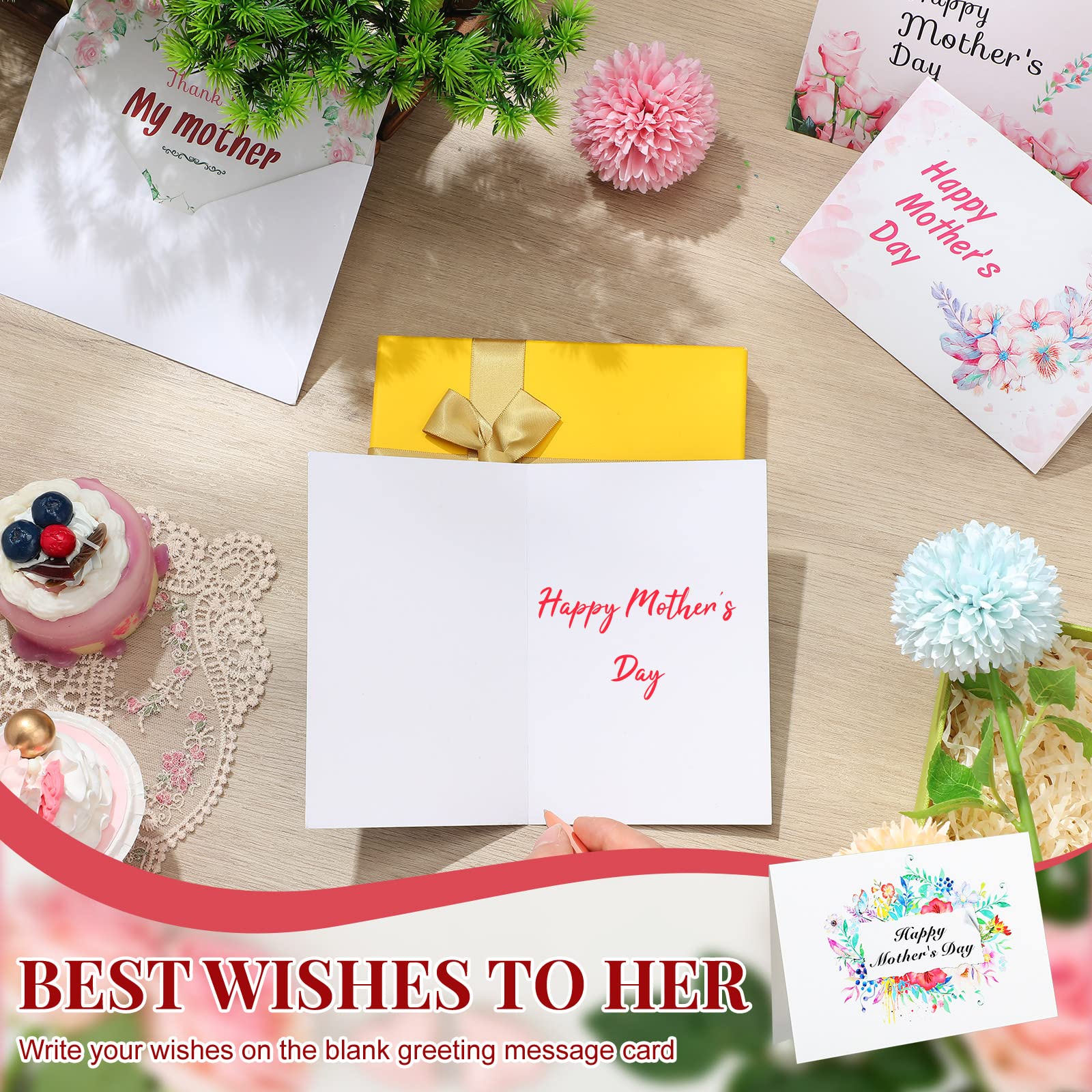 Faccito 24 Sets Mother's Day Greeting Cards with Envelopes Stickers Mother's Day Cards Bulk 5.9 x 3.9 Inches Mother Birthday Card 6 Assorted Happy Mother's Day Loving Small Note Card for Birthday Gift