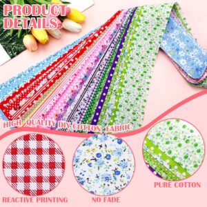 Moukeren 100 Pcs Floral Fabric Quilting Strips Colorful Cotton Fabric Patchwork Fabric Roll up 2.55 Inch Precut Plain Weave Fabric for DIY Craft Sewing(Stripe)