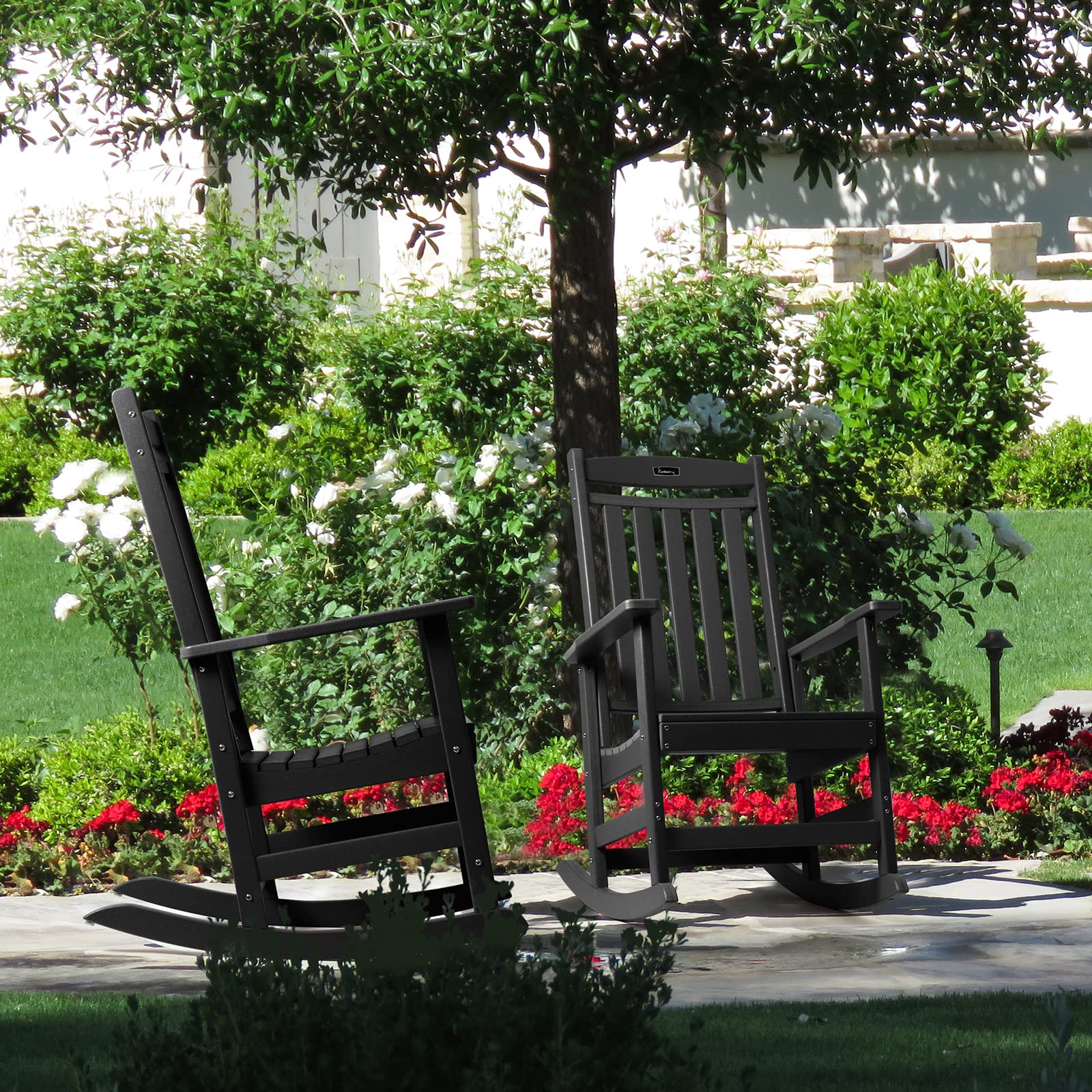 FUNBERRY Patio Rocking Chairs,Poly Lumber Rocker,All Weather Rocking Chair Outdoor,High Back Porch Rocker,Cracker Barrel Rocking Chairs for Porch,360lbs