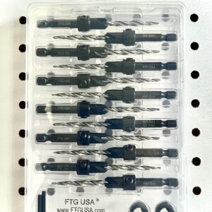 FTG USA Countersink Drill Bit Set for Wood with Tapered Drill Bit 12 Pc #8 (11/64")