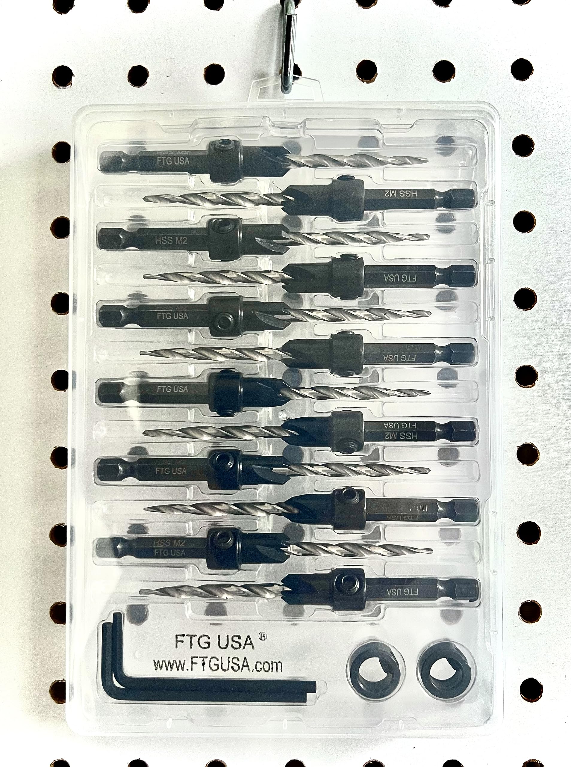 FTG USA Countersink Drill Bit Set for Wood with Tapered Drill Bit 12 Pc #8 (11/64")