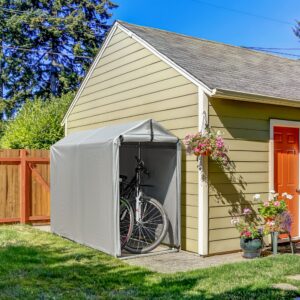 Flamaker Storage Shed 6' x 3' Metal Frame Outdoor Waterproof Carport Shelter with Rollup & Zipper Door Garage Tent for Bike, Motorcycle, Firewood