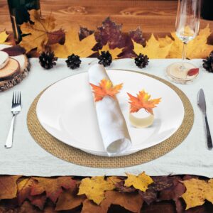 Gift Boutique 100 Pieces Thanksgiving Paper Rings Harvest Maple Leaves Napkin Ring Holders Fall Band for Autumn Home Kitchen Dining Table Holiday Dinner Wedding Party Supplies Table Decorations