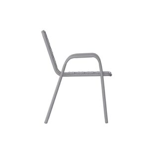 Flash Furniture Lila Commercial Restaurant Stack Chair with Triple Slat Back and Arms, Indoor-Outdoor Dining Chair, Silver