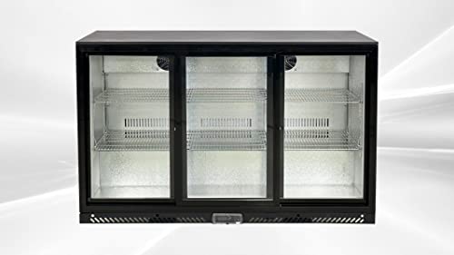 Beer Back Bar Cooler 3 Glass Sliding Door 53" Width Beer Fridge NSF Certified Beverage Refrigerator 11.8 cu.ft Under Counter Height 35°-46°F Black bb3dup