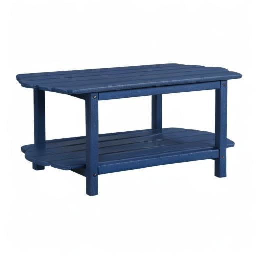 MINPINSER 2 Tier Patio Table-Outdoor Coffee Table Adirondack Deck Table HDPE Pool Side Table, Blue