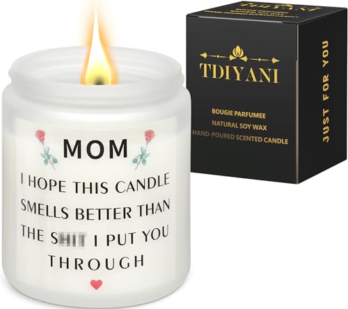 Gifts for Mom from Daughter or Son - Funny Mom Gifts for Birthday, Mother’s Day, or Christmas - Lavender Scented Candle for Relaxation - Eco-Friendly Soy Wax Candle with Humorous Quote