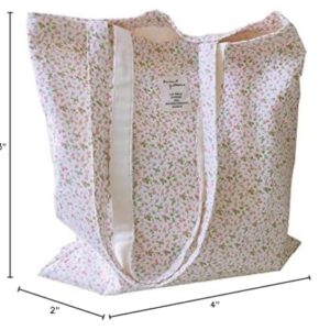 Kehpish Cotton Canvas Tote Bag Reusable Soft Grocery Cloth Bag Floral Shoulder Bag for Beach Travel Shopping