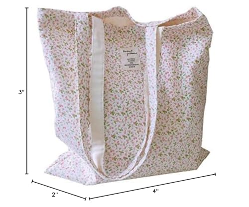 Kehpish Cotton Canvas Tote Bag Reusable Soft Grocery Cloth Bag Floral Shoulder Bag for Beach Travel Shopping