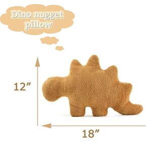 NXCHIZS Dino Nugget Pillow Plush, Funny Chicken Nugget Plushie Birthday Gift, Dino Decorative Throw Pillow for Kids Room Decor, Dinosaur Stuffed Animal Idea Birthday Gift for Teens Kids and Adult