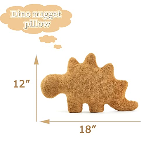 NXCHIZS Dino Nugget Pillow Plush, Funny Chicken Nugget Plushie Birthday Gift, Dino Decorative Throw Pillow for Kids Room Decor, Dinosaur Stuffed Animal Idea Birthday Gift for Teens Kids and Adult