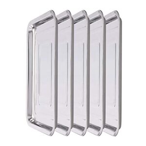 Stainless Steel Trays,DOWEI 5 Pack Stainless Steel 13.5" X 10" Dental Medical Body Piercing Instrument Tray Surgical Flat Bottom Trays for Lab Supplies