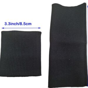 Seamless Rib Cuffs 2 * 2 Rib Knit Replacement Jacket Stripes Rib Knit Trims Cuffs 1 Pair (Black)