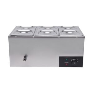 Countertop Steam Table Food Warmer Stainless Steel Commercial Buffet Warmer 6-Pan 600W Portable Electric Food Warmer Steam Table 19.2Qt(18L) for Restaurants, Catering, Buffets