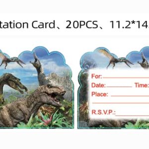 LEOWEST 20pcs Dinosaur Birthday Party Invitations,Dinosaur Invitations Birthday Party Supplies Decoration (Invitations4)