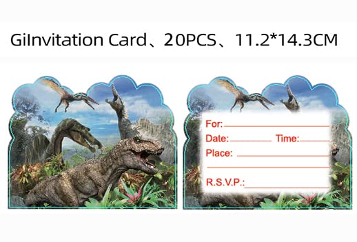 LEOWEST 20pcs Dinosaur Birthday Party Invitations,Dinosaur Invitations Birthday Party Supplies Decoration (Invitations4)