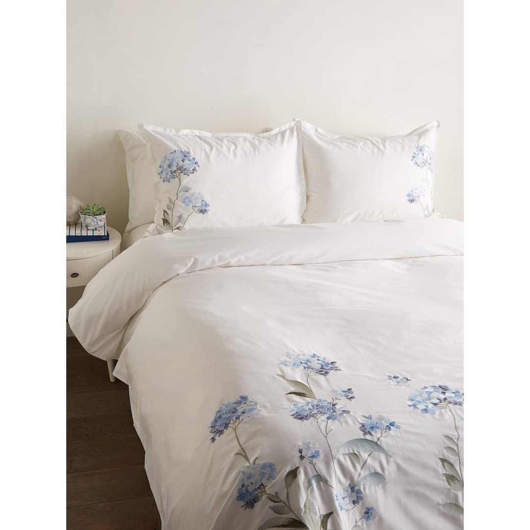 Melange Home Broderie Ensemble housse de couette Collection Hydrangea Embroidery Duvet Set (5 Color) Blue - Full - Queen