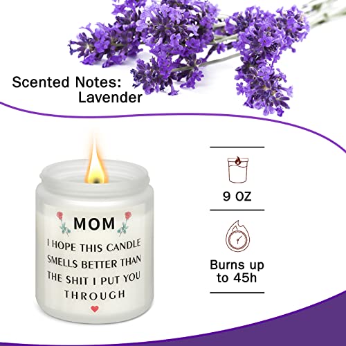 Gifts for Mom from Daughter or Son - Funny Mom Gifts for Birthday, Mother’s Day, or Christmas - Lavender Scented Candle for Relaxation - Eco-Friendly Soy Wax Candle with Humorous Quote