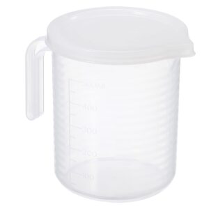 patikil graduated beaker, 500ml pp plastic liquid measuring cup double sided graduations with handle lid and spout for lab kitchen home