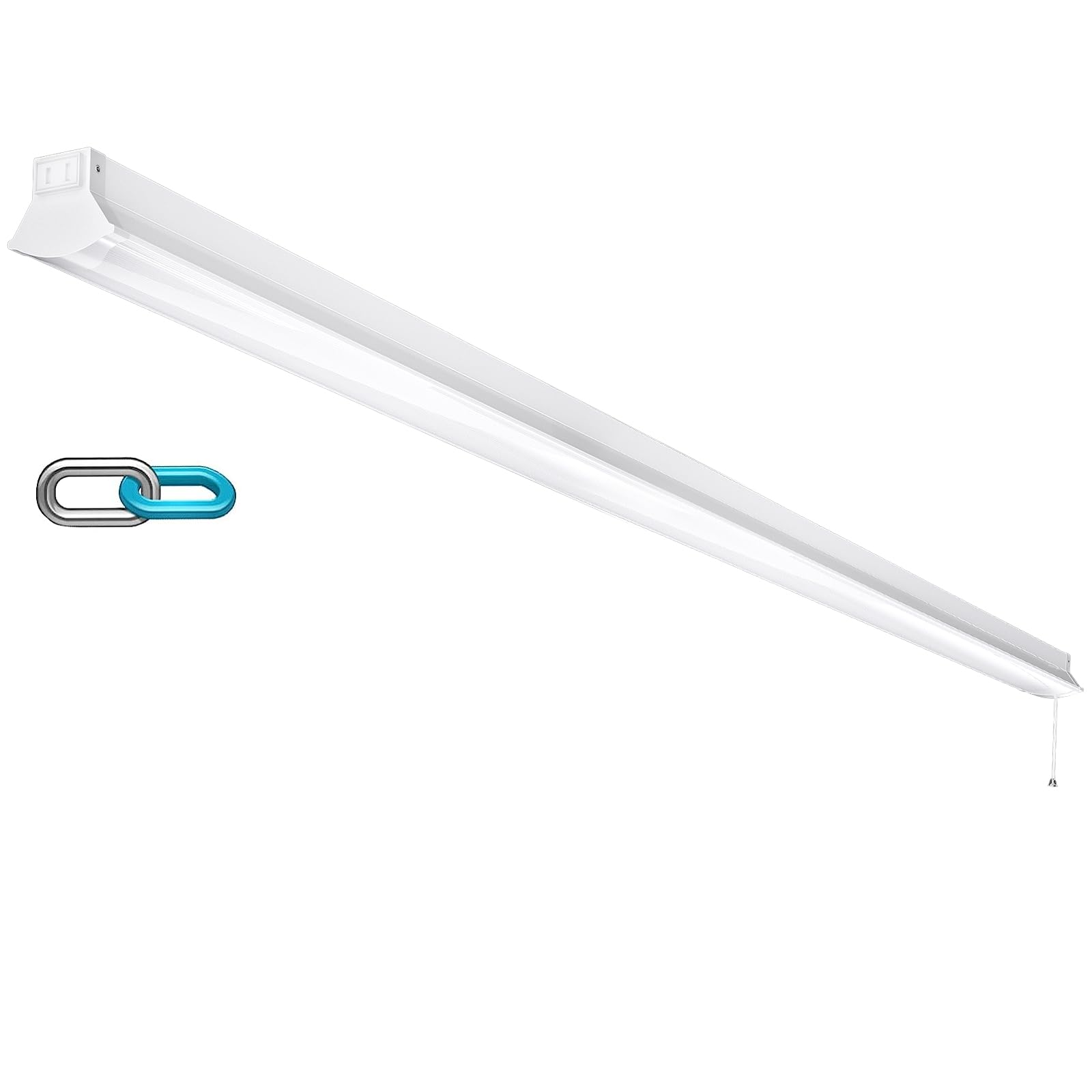 FAITHSAIL Linkable 8FT LED Shop Light, 110W, 12000 LM [Eqv.350W Fluorescent] 5000K, 8 Foot LED Fixture for Garage, Warehouse, Energy Saving Upto 2500KW*5/Y(5Hrs/Day)-Hang & Flush Mount, White, 1 Pack