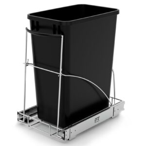 tanamu pull out trash can under cabinet，under sink slide out garbage for kitchen，requires 13" w x 18" d minimum cabinets，chrome adjustable for 7-10 gallon trash can