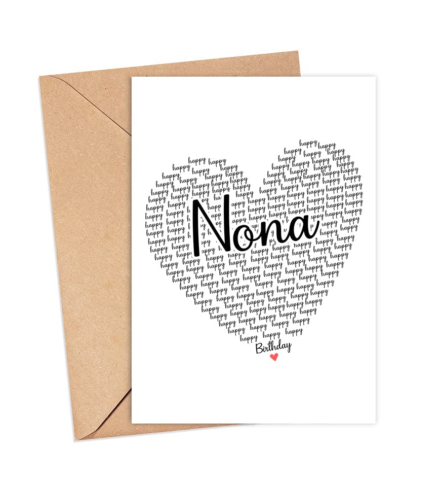 GavinsDesigns Happy Birthday Nona Card - Cute Happy Birthday - Birthday Greeting Card - Sweet Birthday Card For Nona - Anniversary-Thank You Card - Heart Happy Birthday Mom - I Love You Nona Card